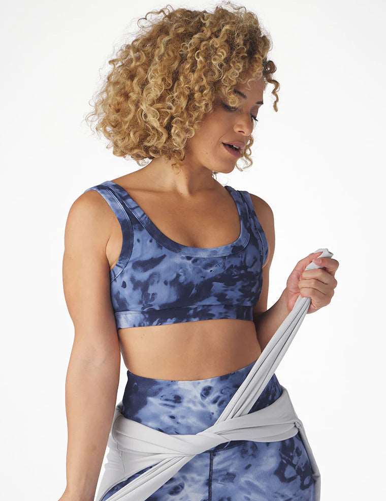 Glyder Women's Ease Cropped Sports Bra Tank Top - Nautical Wash Blue | Workout, Yoga & Running Comfort | Moisture-Wicking Activewear for Gym & Fitness