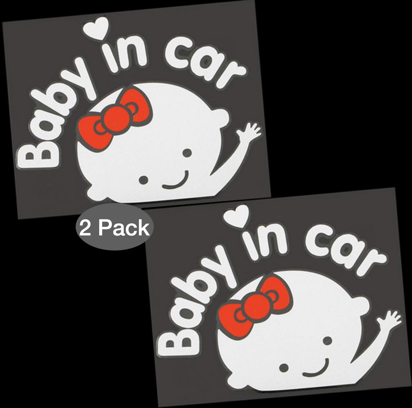 2-Pack Baby on Board Car Stickers - Cute Waving Baby Girl Decal for Car Safety & Child Awareness | Perfect for Parents, Newborn Safety, and Family Road Trips
