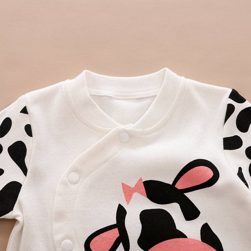Adorable Baby Cow Print Jumpsuit - Soft & Comfortable Romper for Newborns & Infants | Perfect for Playtime, Photo Shoots & Everyday Wear