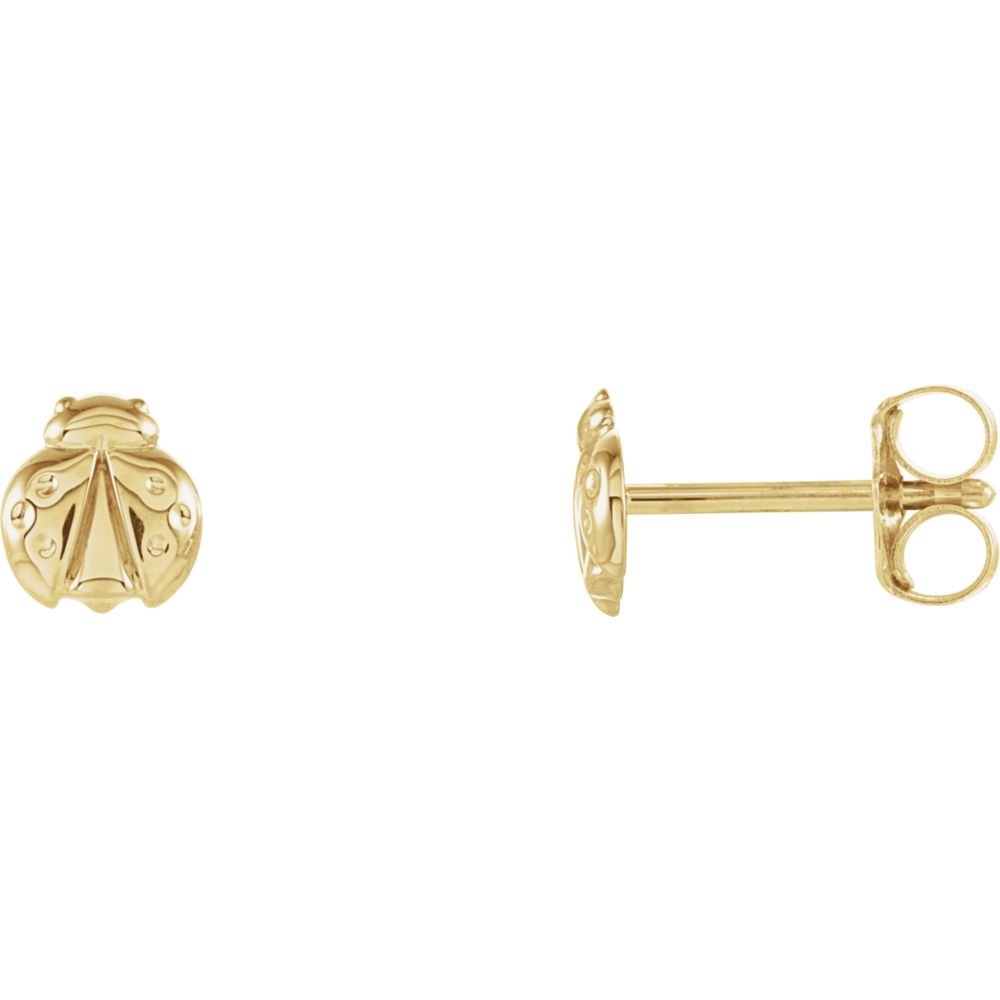 14K Yellow Gold Ladybug Stud Earrings for Women - Hypoallergenic, Polished Finish - Perfect for Everyday Wear, Gifts & Special Occasions