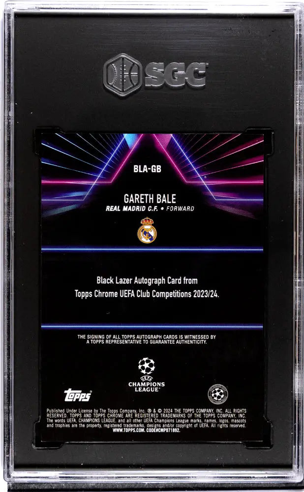 2023 Topps Chrome UCC Gareth Bale Black Lazer Neon Green Refractor Auto SGC 9/99 - Rare Soccer Trading Card for Collectors & Investors - Perfect for Display, Gifts, and Sports Memorabilia Collections