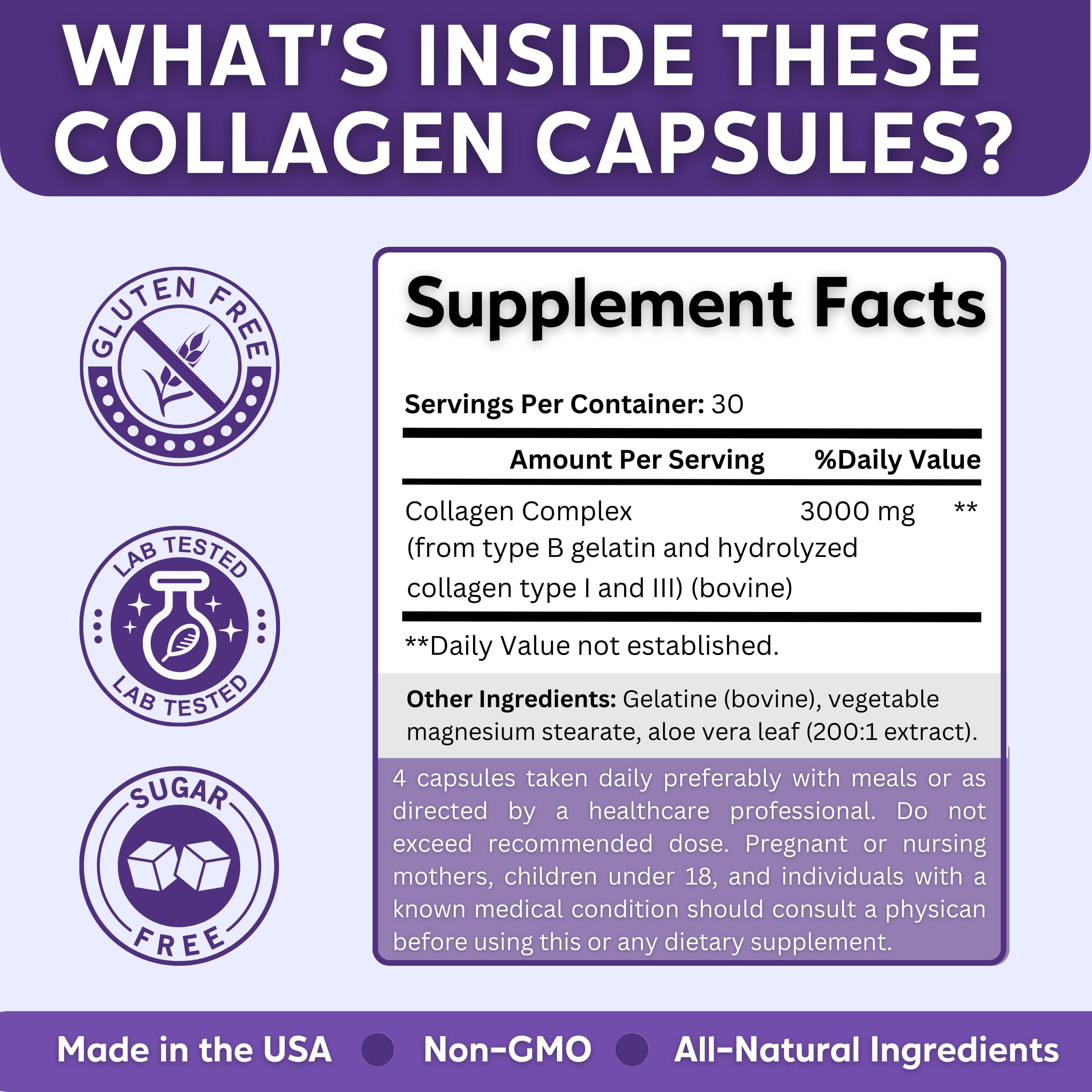 Healblend Collagen Complex - Hydrolyzed Collagen Peptides Supplement for Women & Men | Supports Anti-Aging, Joint Health, Skin Elasticity, Hair Growth & Strong Nails (120 Capsules) - Ideal for Daily Wellness, Fitness Recovery & Beauty Routine