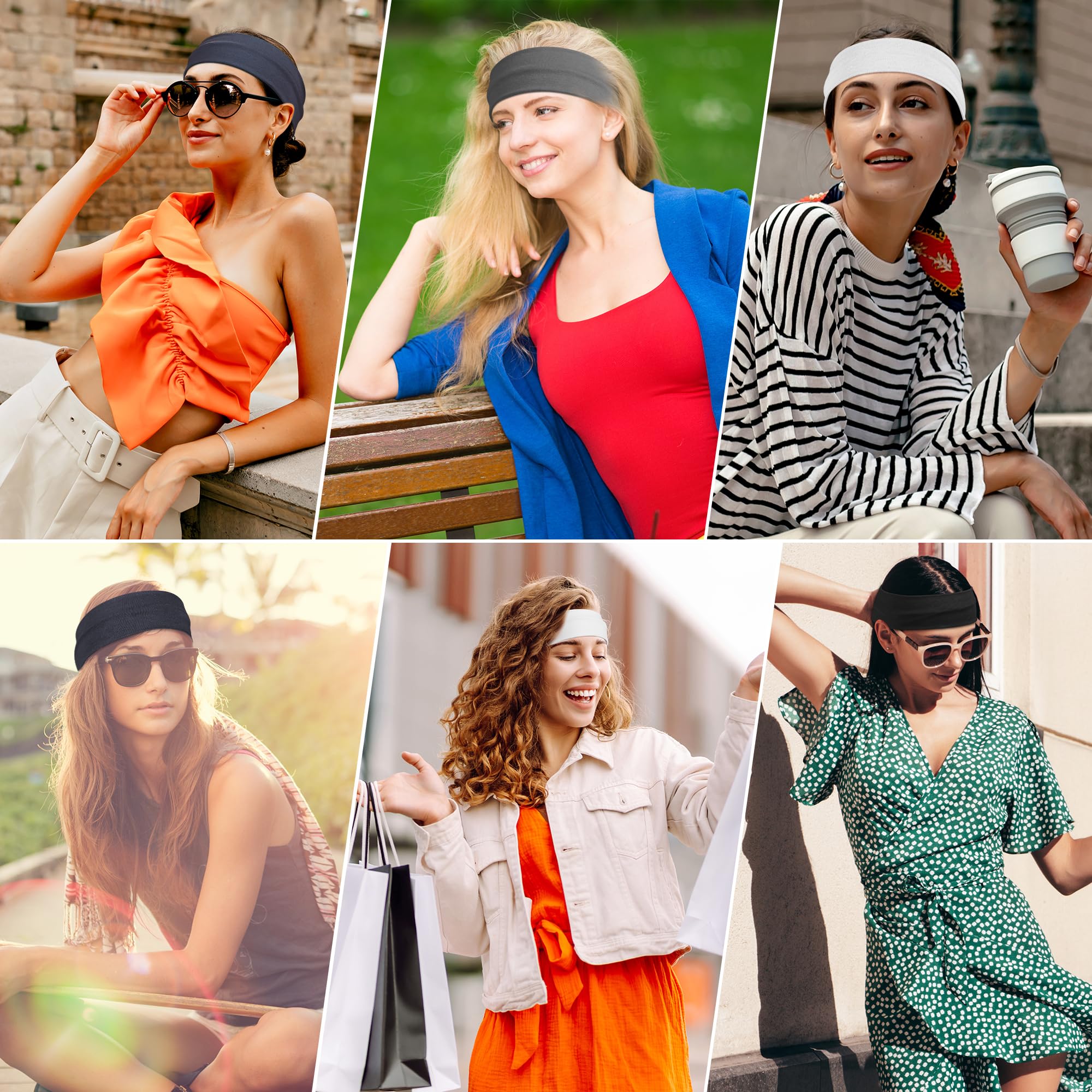 Non-Slip Headbands for Women - Soft Cotton Stretchy Sports Hair Bands for Yoga, Running & Outdoor Exercise - 8 Pack - Perfect for Workouts, Gym Sessions and Active Lifestyles