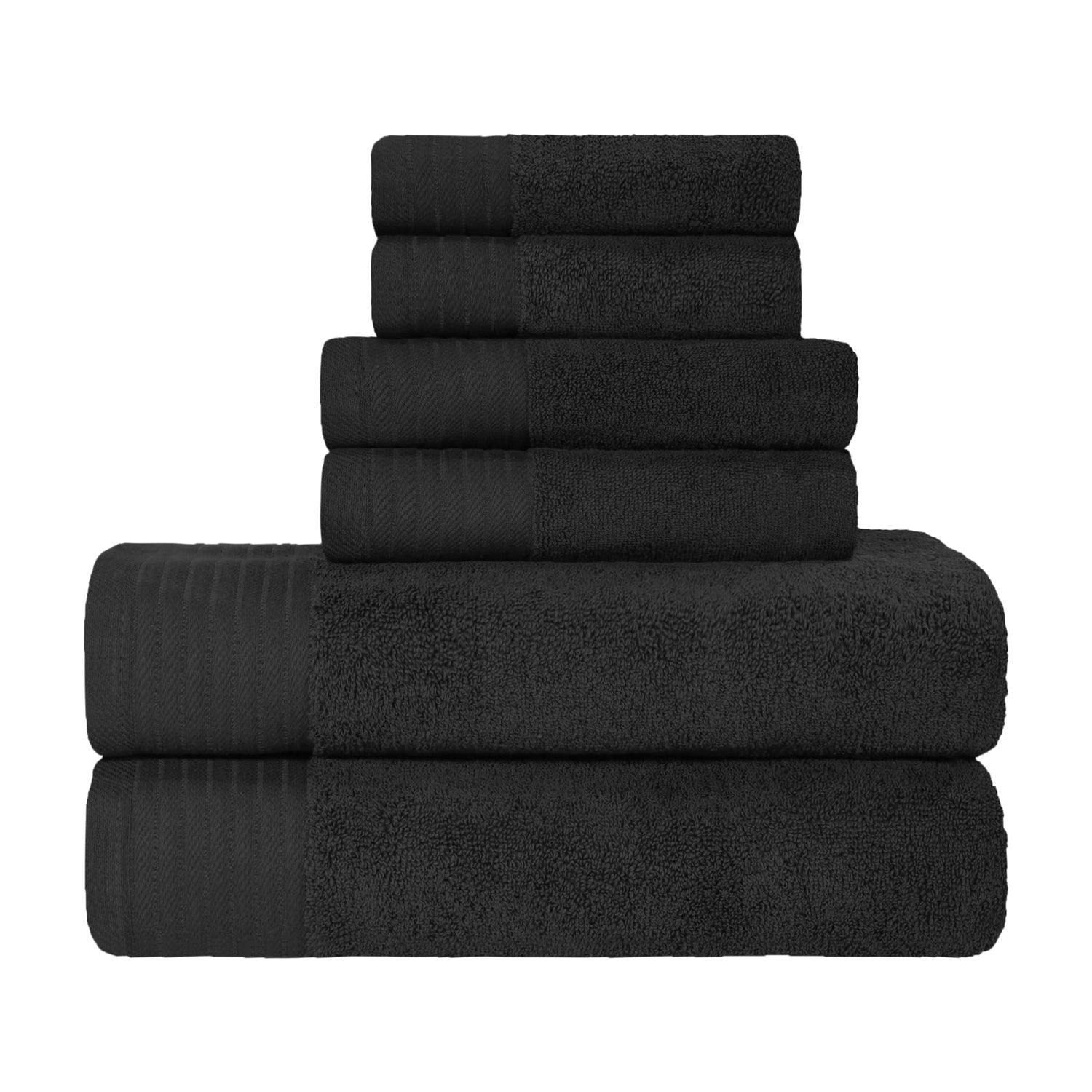 Premium 6-Piece Turkish Cotton Herringbone Bath Towel Set - Ultra Soft & Absorbent - Luxury Bath, Spa & Guest Towels for Home & Hotel Use