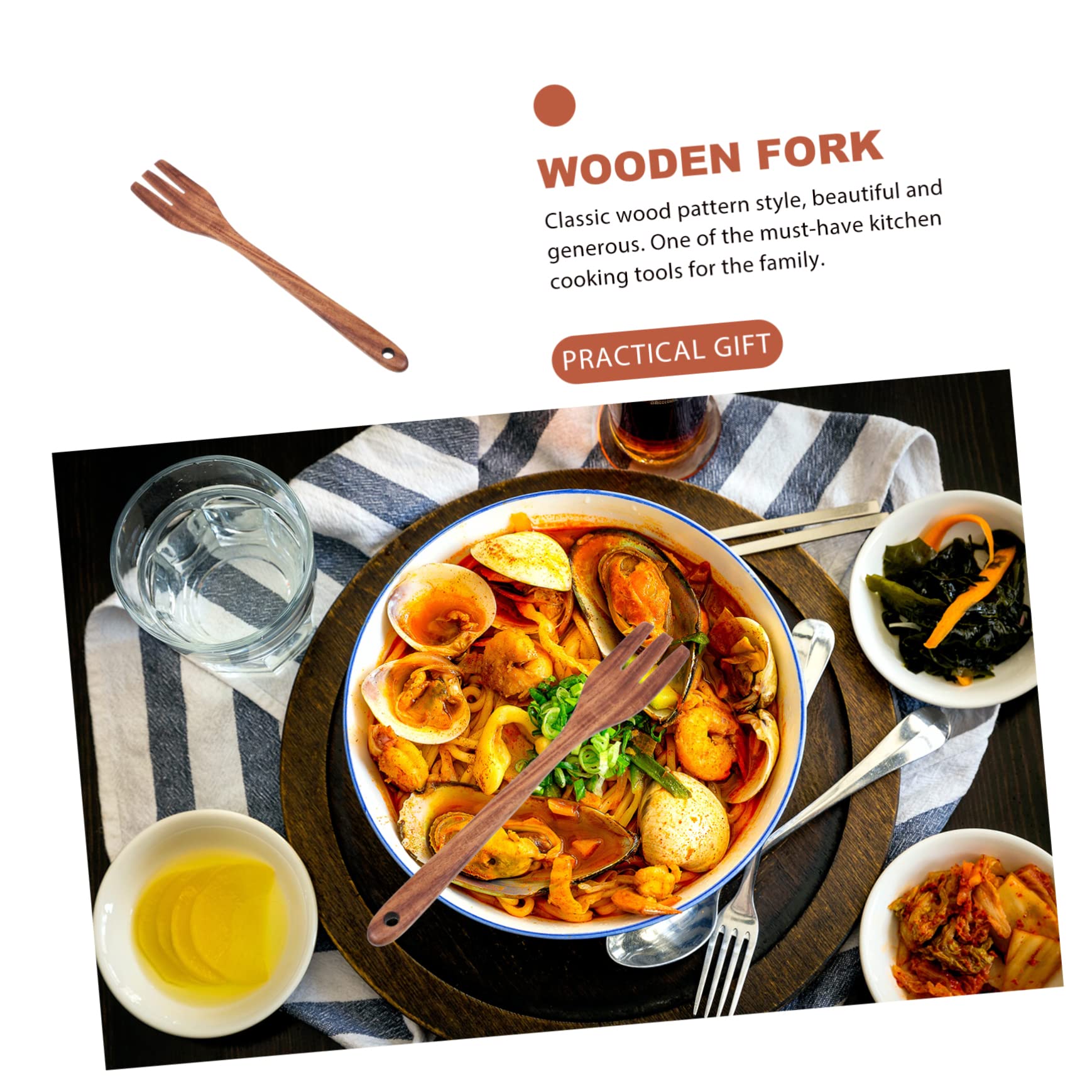 Premium Smooth Wooden Kitchen Utensil Set - Durable Mixing & Serving Fork for Cooking, Baking, Salad Prep - Natural Wooden Handle for Comfortable Grip - Ideal for Home Chefs, Restaurants & Everyday Kitchen Use