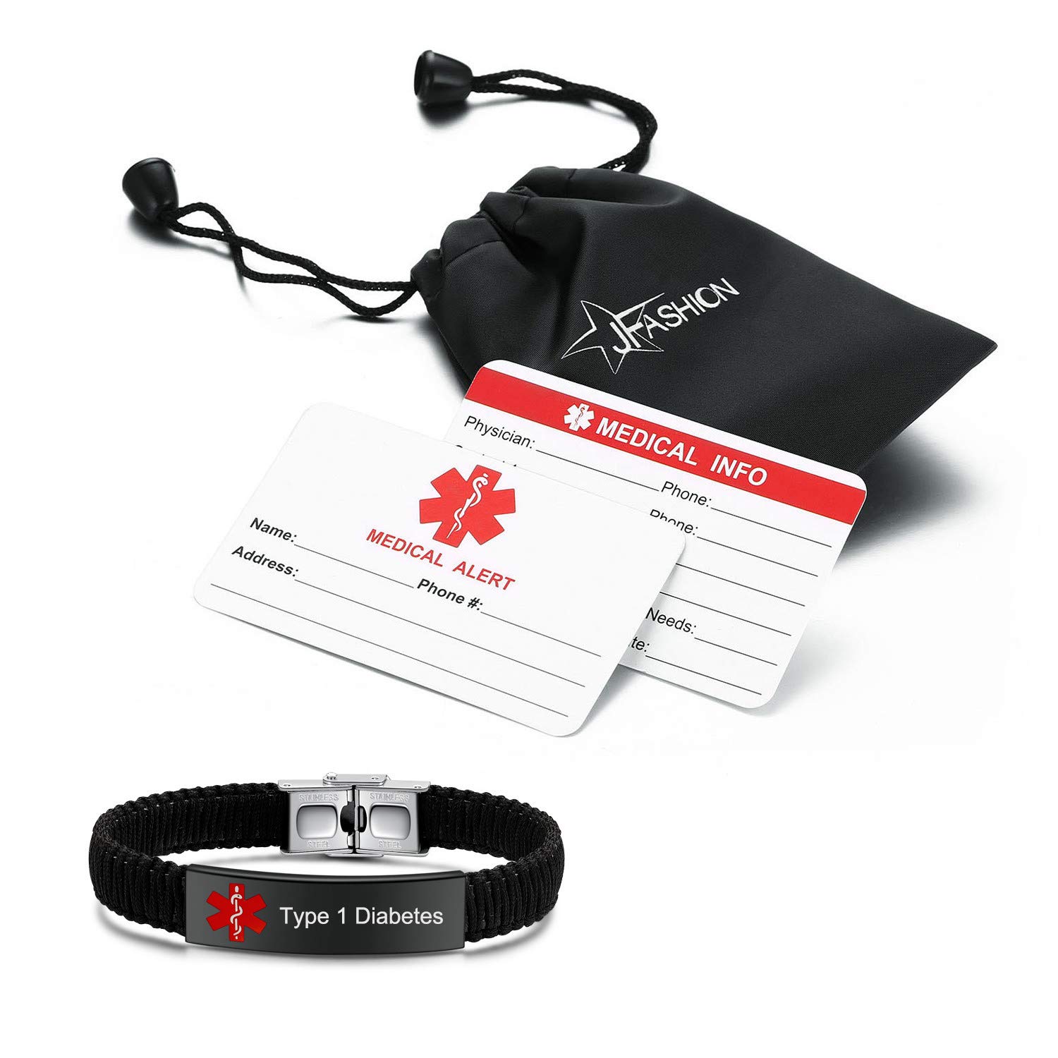 Diabetes Medical Alert ID Bracelet for Women & Men - Adjustable Handmade Nylon Braided Emergency Medical Bracelet | Perfect for Daily Wear, Travel & Emergency Situations