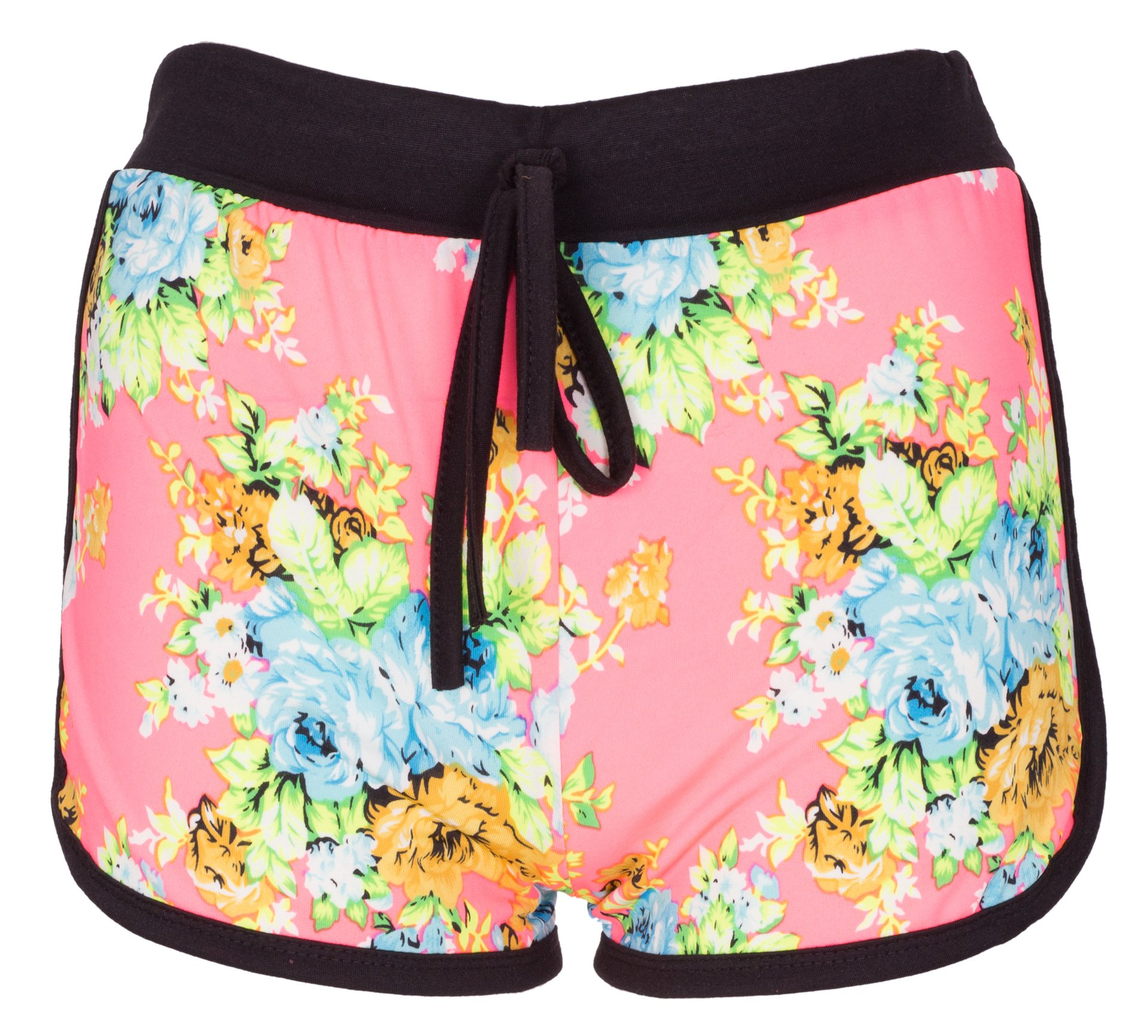 NOROZE Women's Summer Floral Print High Waist Shorts - Casual Stretchy Hot Pants for Beach, Vacation & Outdoor Activities