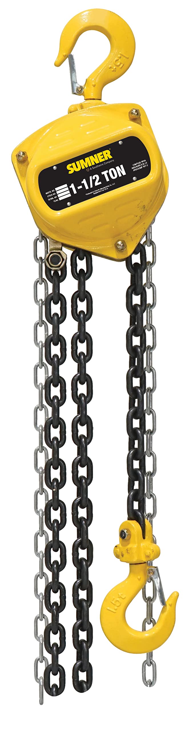 1-1/2 Ton Chain Hoist with 30' Lift Capacity - Heavy Duty Lifting Equipment for Construction, Warehouses & Industrial Use