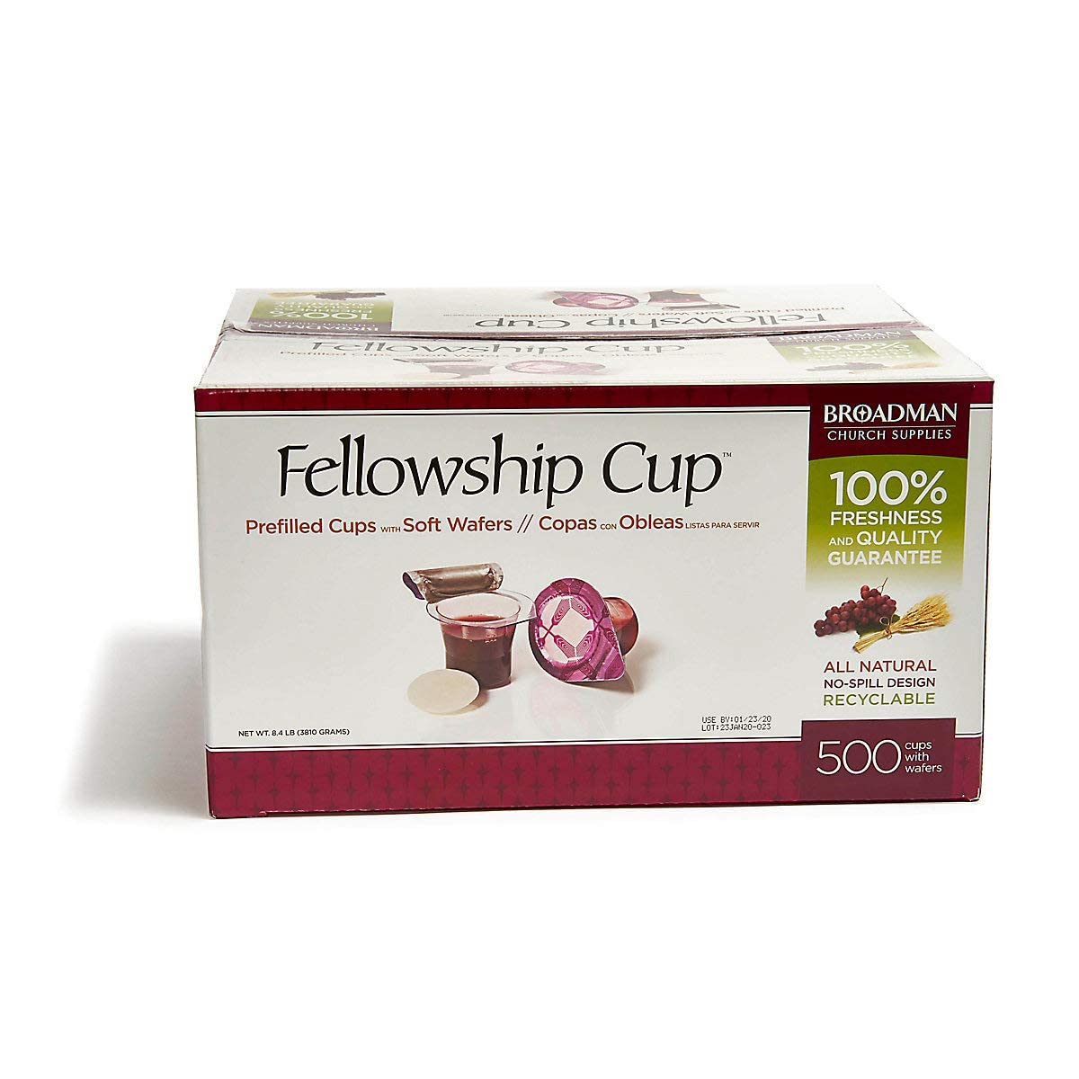 BROADMAN CHURCH SUPPLIES Pre-filled Communion Cups with Juice & Wafer - 500 Count Set for Holy Communion Services, Church Gatherings & Religious Ceremonies