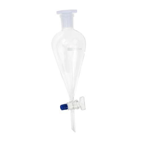 HEALLILY 250ML PTFE Pear-Shaped Separatory Funnel - High Borosilicate Glass Lab Funnel for Essential Oil Extraction, Liquid Separation & Home Brewing | Perfect for Chemistry Labs, Beer Making & DIY Essential Oils