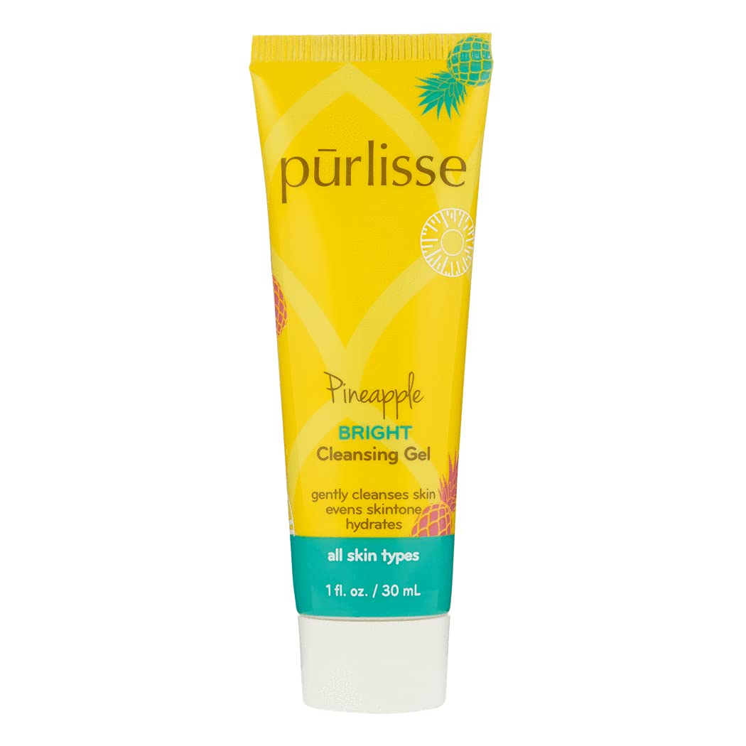 Purlisse Pineapple Bright Cleansing Gel - 3.4 fl oz | Cruelty-Free, Paraben & Sulfate-Free Face Wash with Pineapple Extract & Aloe Vera for Brighter, Calmer Skin | Perfect for Morning & Night Skincare Routine