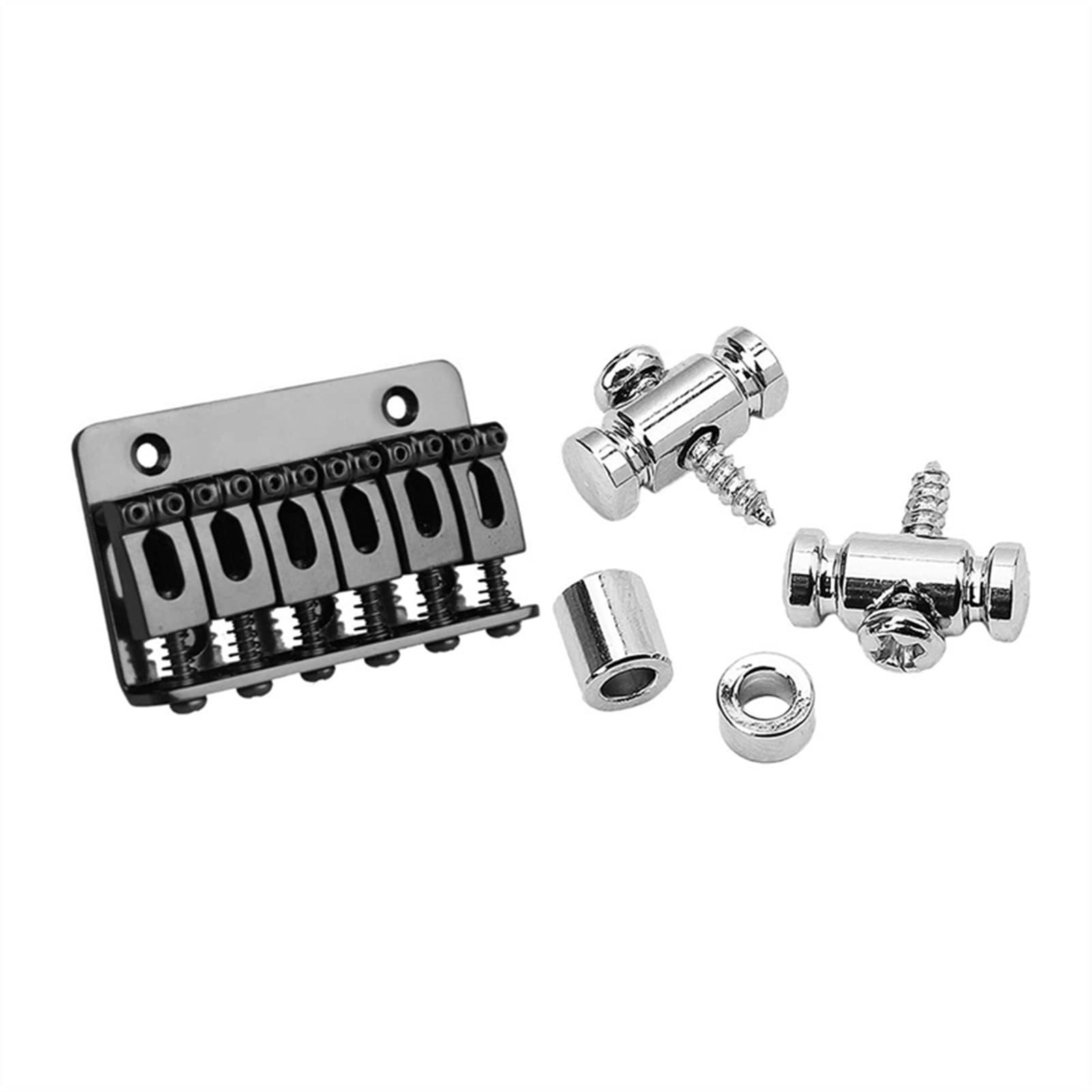 6-Saddle Hardtail Guitar Bridge with 2 Roller String Trees - Top Load Electric/Acoustic Guitar Bridge Replacement for Enhanced Tuning Stability | Perfect for DIY Guitar Repair & Upgrades