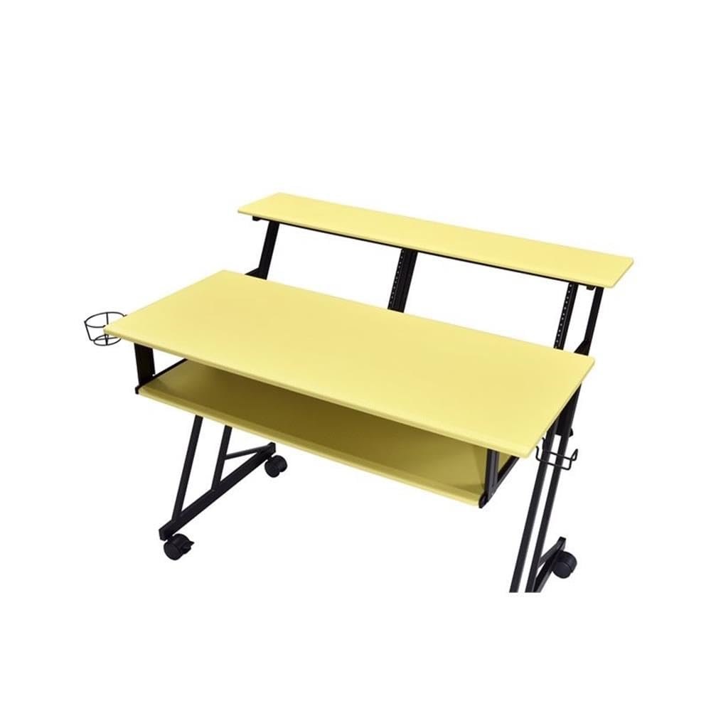 BOWERY HILL Professional Music Recording Studio Desk - Yellow & Black Audio Workstation for Home & Professional Studios | Perfect for Music Production, Mixing & Podcasting