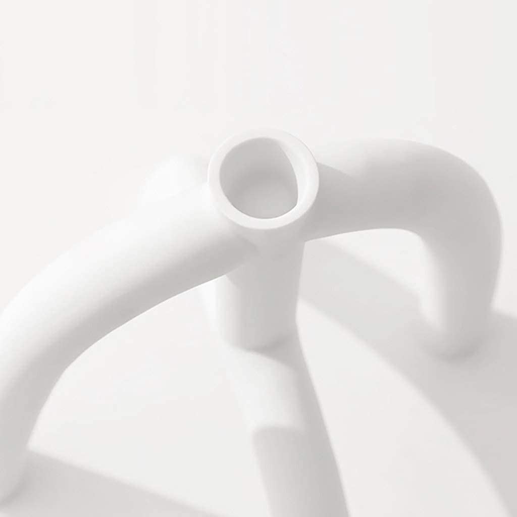White Ceramic Candlesticks for Pillar Candles - Modern & Durable Candle Holders (19cm x 18cm) - Perfect for Wedding Centerpieces, Home Decor & Dining Table Arrangements
