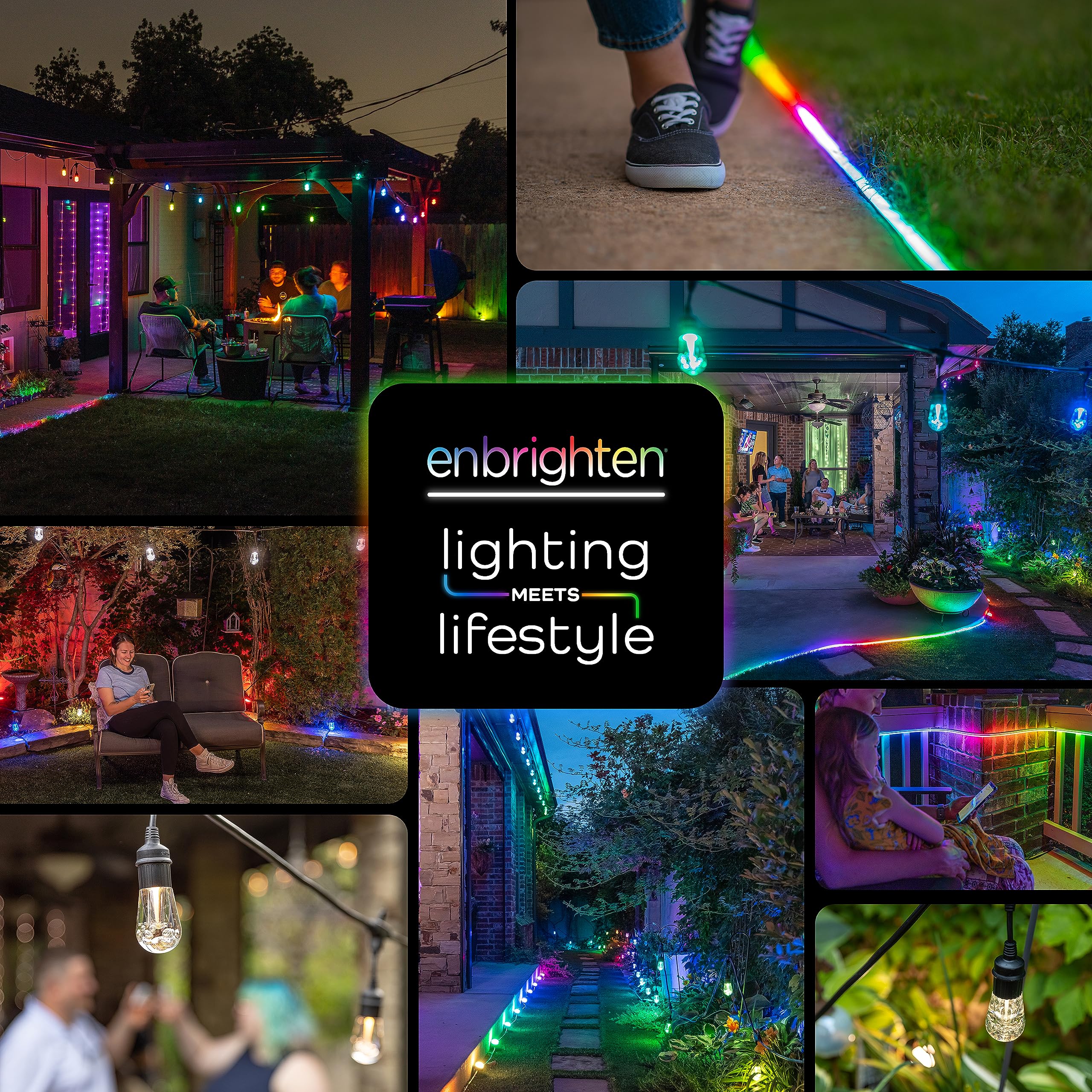 Enbrighten Premium LED Landscape Lights - 9 Pack, 80ft Color Changing Outdoor Path Lights with Remote Control (Model 41015) - Perfect for Garden, Yard, Walkway, and Patio Lighting