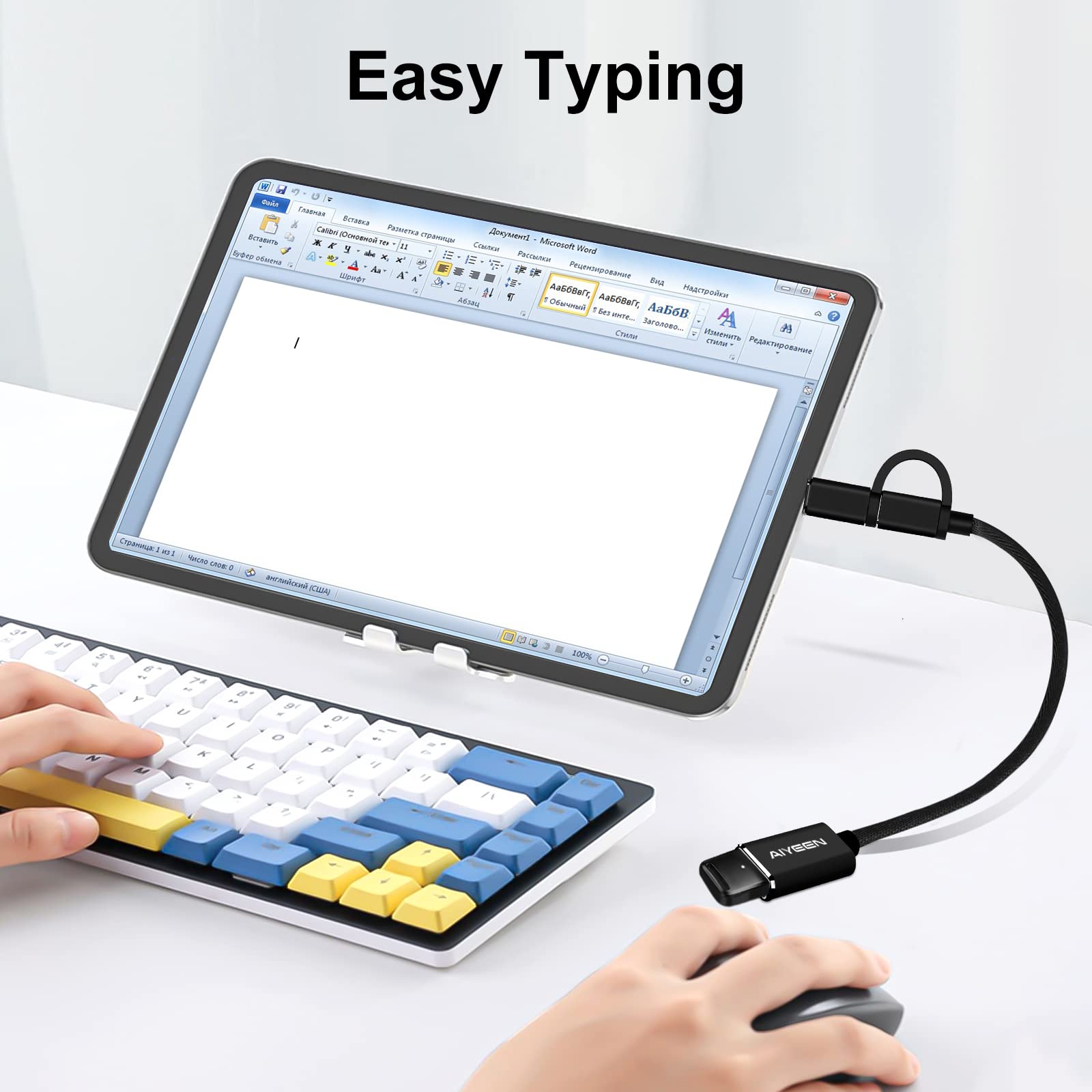 AIYEEN 2-in-1 USB C to USB Adapter & Micro USB OTG Cable - USB 3.0 Fast Data Transfer Compatible with MacBook Pro, Samsung Galaxy, Google Pixel, Android Phones - Perfect for Travel, Office & Charging Multiple Devices (Black)
