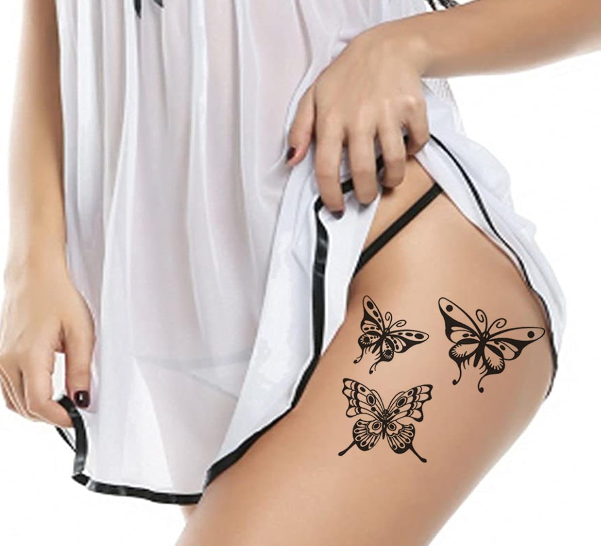 3D Temporary Tattoo Stickers for Men & Women - Waterproof Fake Tattoos with Flowers, Butterflies, Stars & Angel Designs (19x9cm) - Perfect for Parties, Halloween, Cosplay & Honeymoon