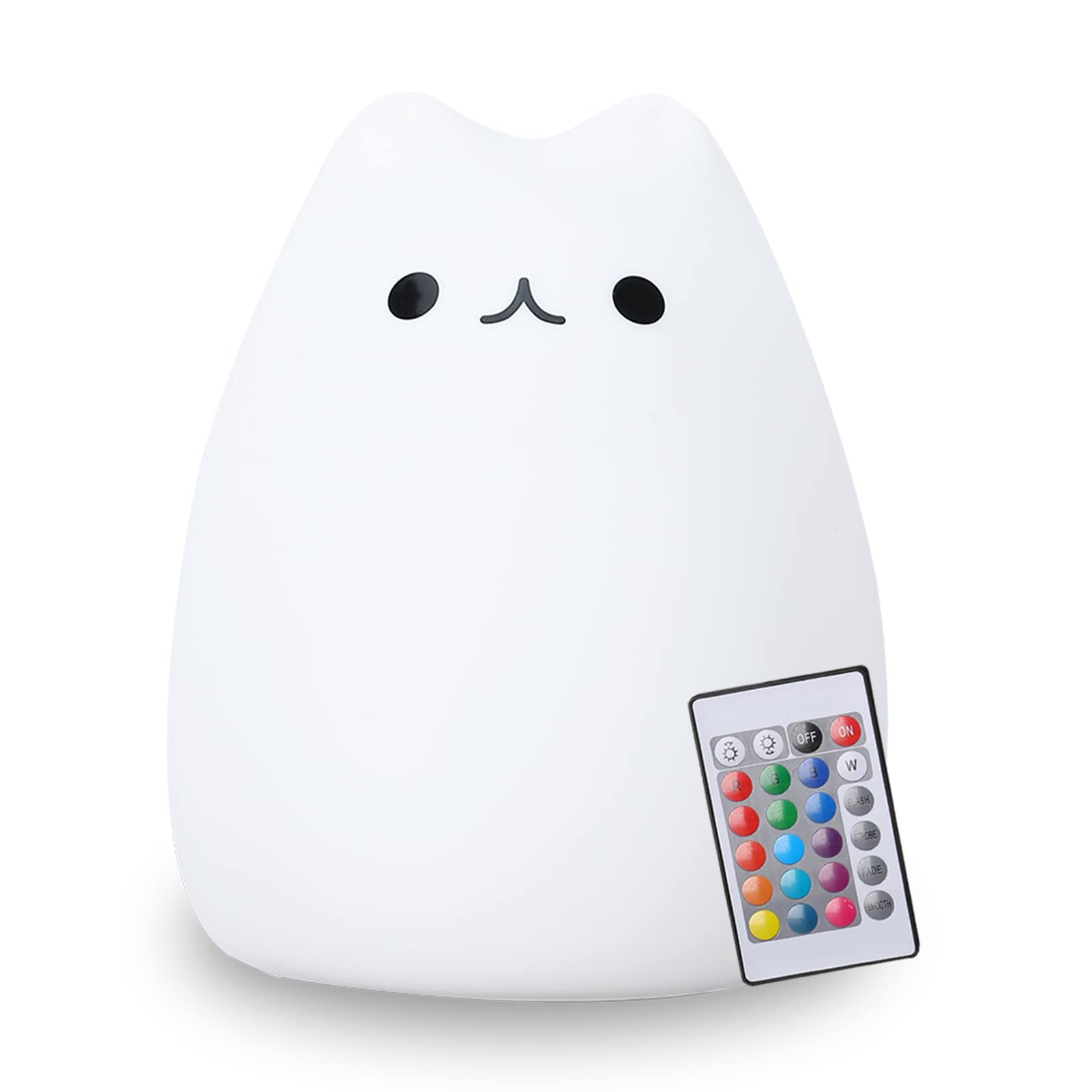 OPDOS Remote Control Cat Night Light - Cute LED Cat Lamp for Kids & Baby Bedroom, Dimmable Nightlight with Timer - Perfect for Bedtime, Nursery, and Relaxing Nighttime Ambience