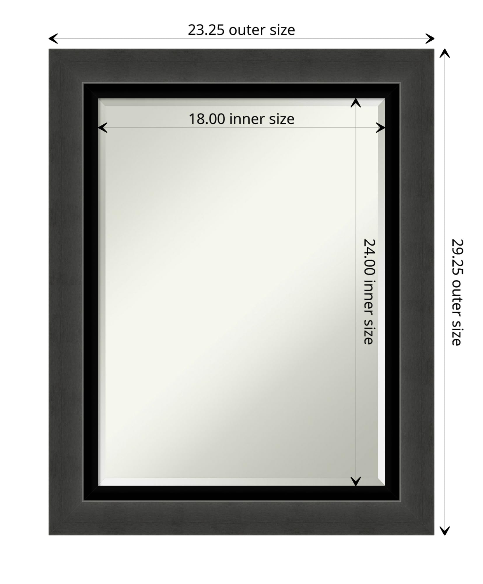 Amanti Art 29x23 Inch Black Rectangle Wall Mirror - Tuxedo Black Frame, Horizontal or Vertical Hanging, Beveled Edge - Perfect for Bathroom Decor, Living Room Wall Art, Bedroom & Entryway - Handcrafted in USA