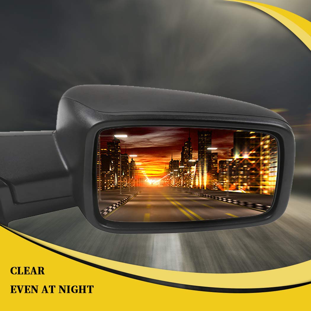 Black Right Side Mirror Replacement for 2011-2013 Ram 1500 - Textured Glass, Manual Folding, Heated with Turn Signal | Perfect for Off-Roading, Daily Commuting & Truck Upgrades
