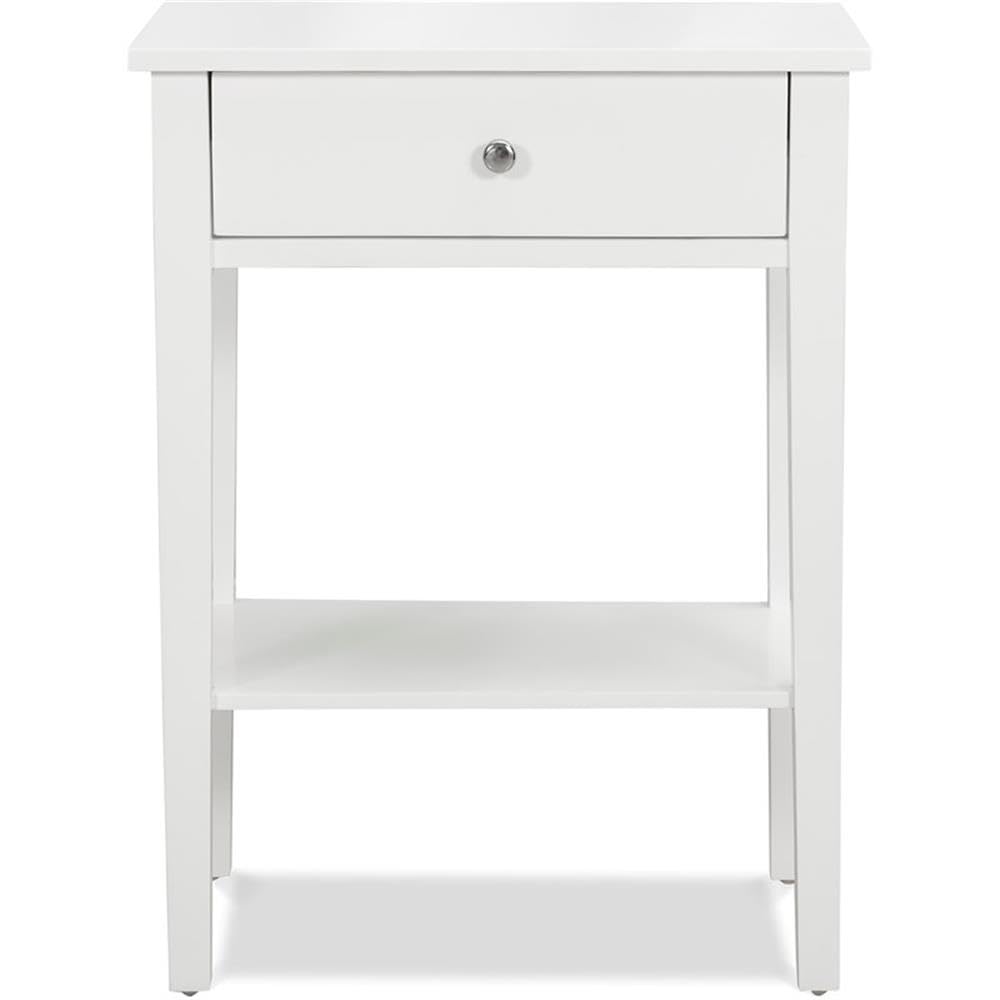 Finch Sloan White Side Table - Modern Nightstand for Bedroom, Living Room & Office - Compact End Table with Sturdy Metal Frame