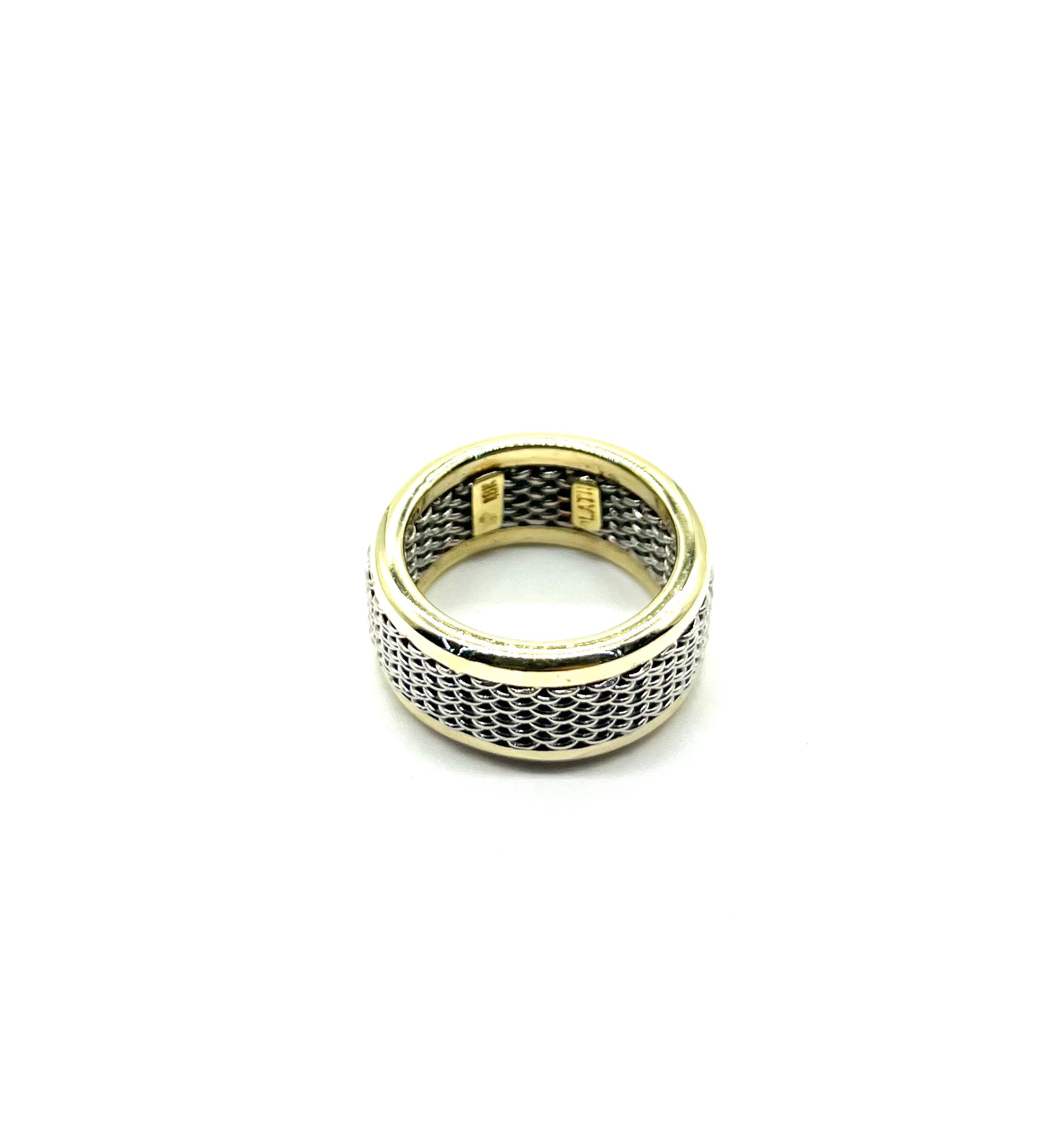18K Gold Border & Platinum Mesh Band Ring - Elegant Wedding, Engagement, and Anniversary Jewelry for Women - Perfect for Special Occasions and Everyday Luxury