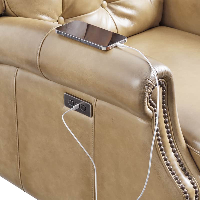 Premium Ruben Buttery Soft Leather Power Recliner Chair - Ergonomic Living Room Furniture for Relaxing, Watching TV & Napping