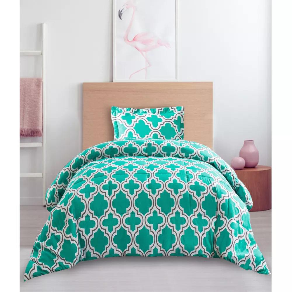 Back to School Essentials Kit - Twin/Twin XL Dorm Room Bedding Set in Teal Blue - Perfect for College Students & University Dorm Decor