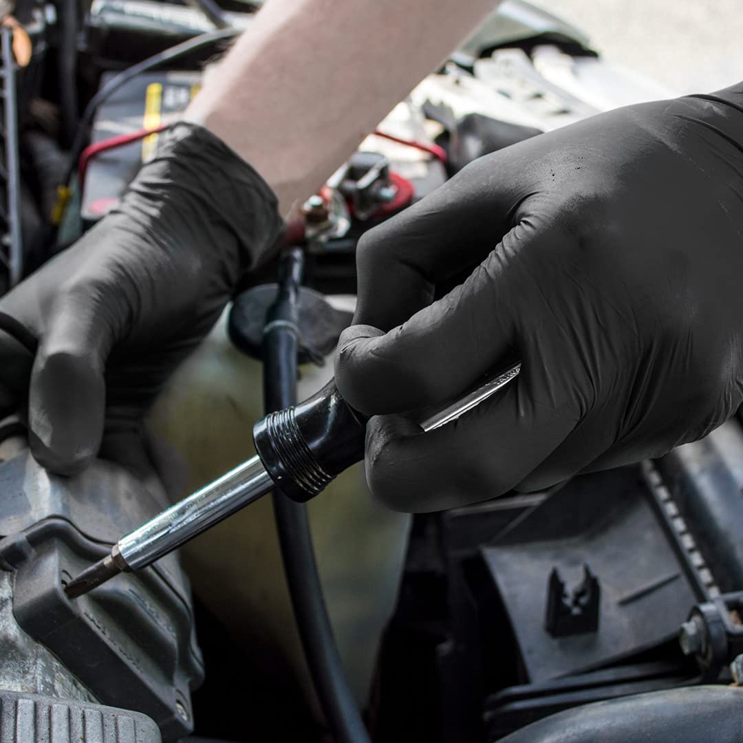 1st Choice Nitrile Gloves - Latex-Free Disposable Black Gloves, 6 Mil Textured Industrial Grade for Cooking, Cleaning, Medical Use & Food Handling | Durable & Comfortable for Professional & Home Use