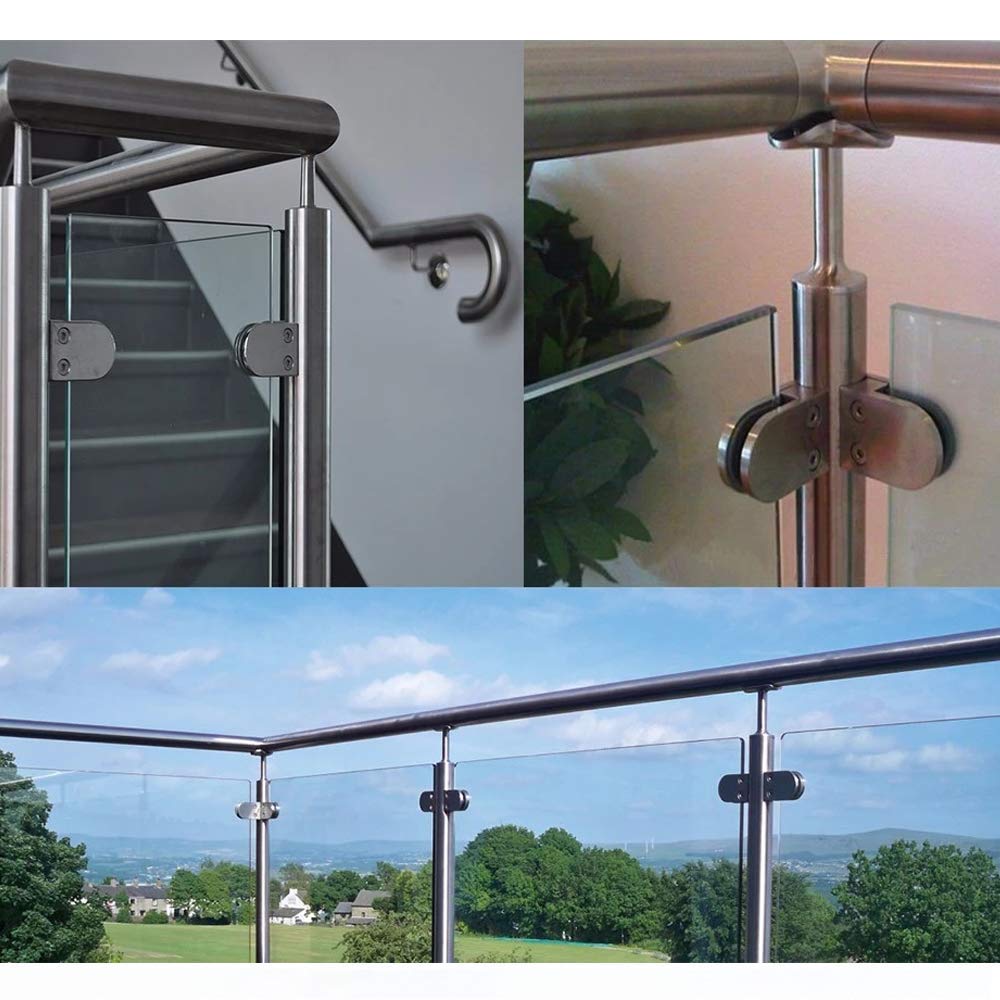 10-12mm Adjustable 304 Stainless Steel Glass Clamps (20PCS) for Balustrade & Staircase Handrail Installation