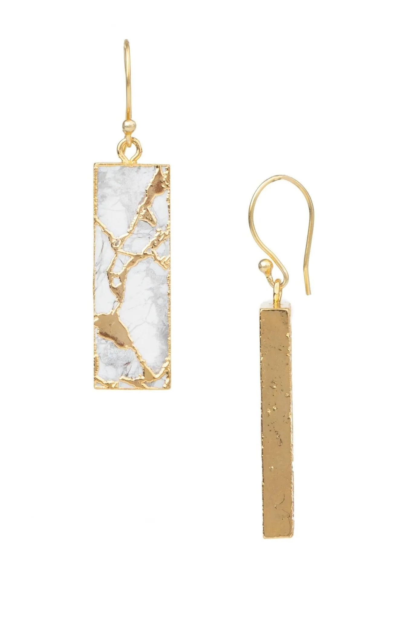 Gemstone Rectangle Mojave Earrings for Women - Elegant Boho Dangle Earrings with Natural Stones - Perfect for Parties, Weddings & Everyday Wear