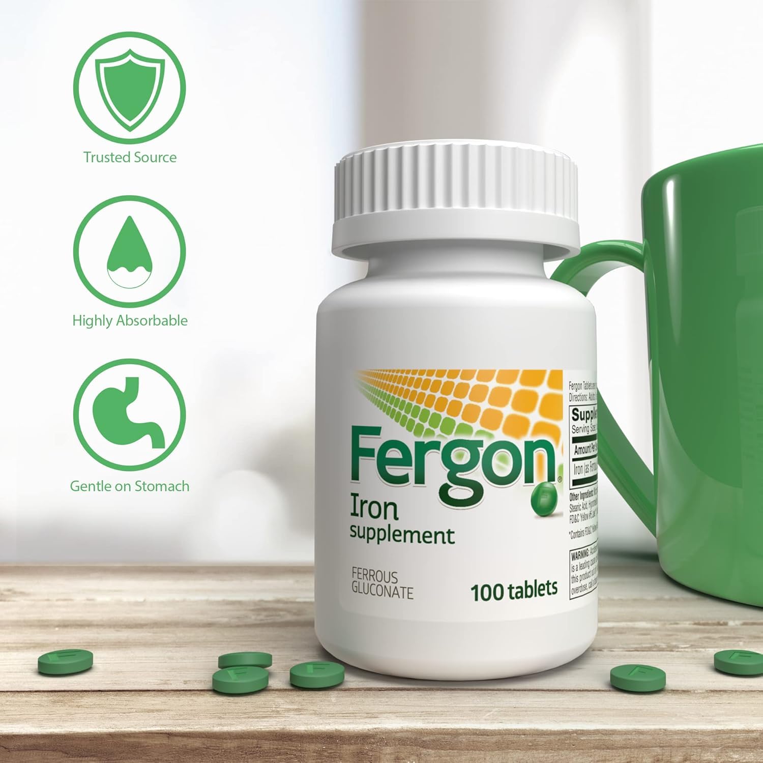 Fergon High Potency Iron Supplement Tablets - 300 Count (3 Pack) | Supports Energy & Red Blood Cell Production | Ideal for Anemia, Pregnancy & Active Lifestyles
