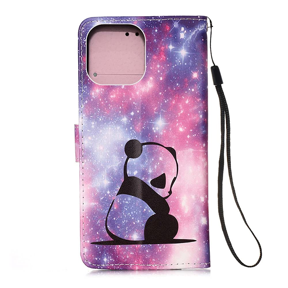 Premium PU Leather iPhone 12 Pro Max Case with Card Holder & Stand - Shockproof Magnetic Flip Cover Wallet Case for Women & Men (Panda & Baby Yoda Designs) - Perfect for Travel, Work & Daily Protection