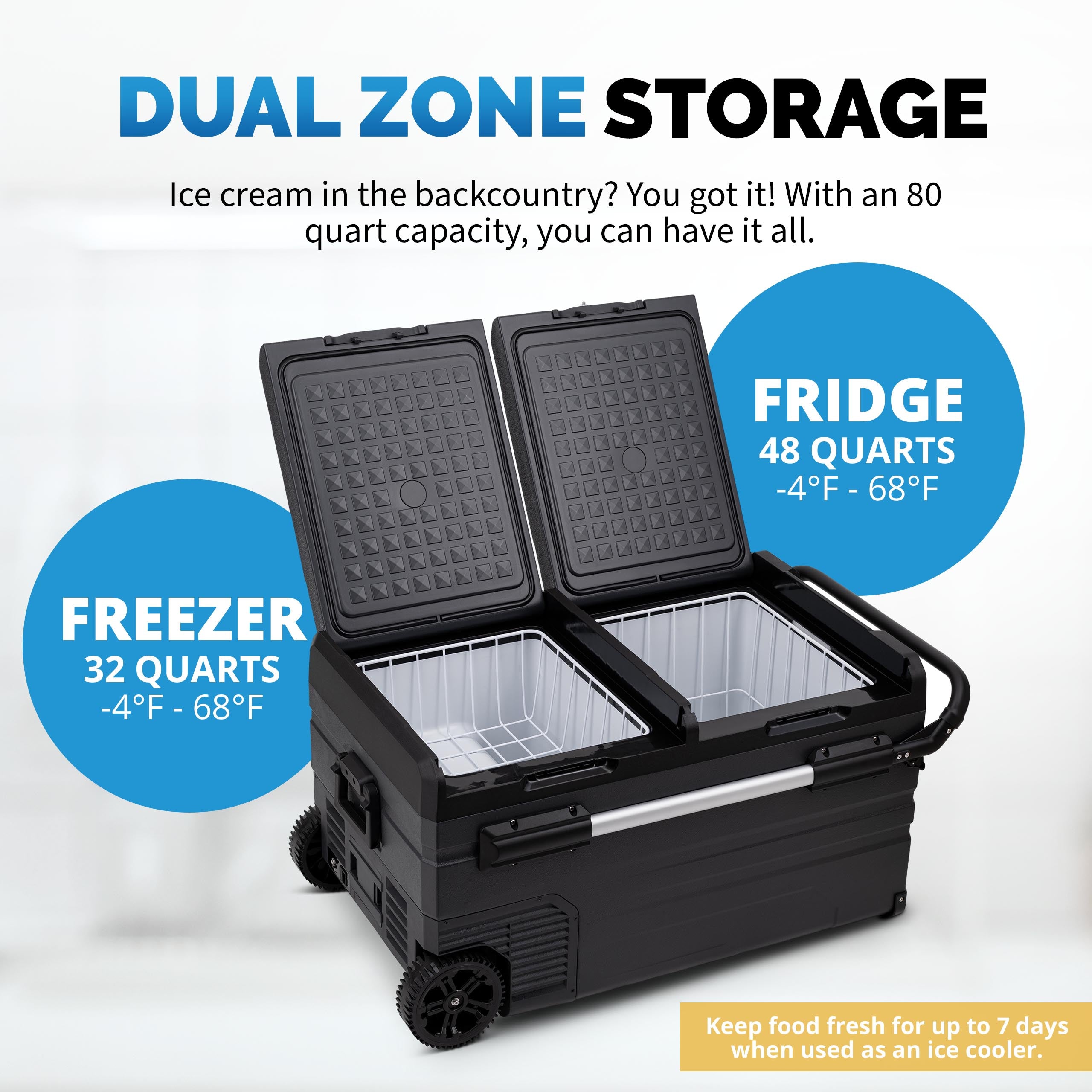 Newair® 80 Quart Portable Electric Camping Cooler - 12V/24V DC Power for Road Trips, Tailgating & Outdoor Adventures | Keep Food & Drinks Cold Anywhere