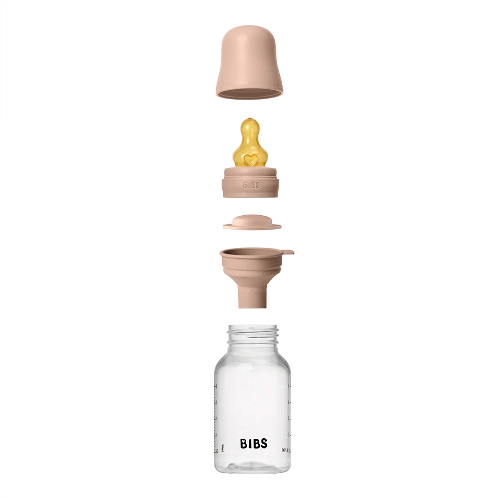 Premium Baby Bottle Set with Latex Bibs - 150ml BPA-Free Plastic Bottles in Blush Pink - Perfect for Feeding, Travel & Daycare