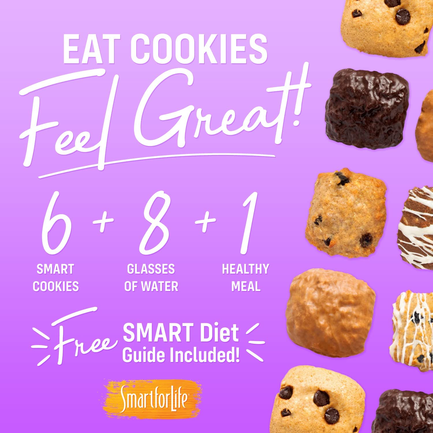 Smart for Life Blueberry High Protein Cookies - 1 Week Supply | Low Carb, High Fiber Meal Replacement Snacks | Keto-Friendly Diet Cookies for Weight Loss | Perfect for On-the-Go Breakfast, Office Snacks & Post-Workout Nutrition