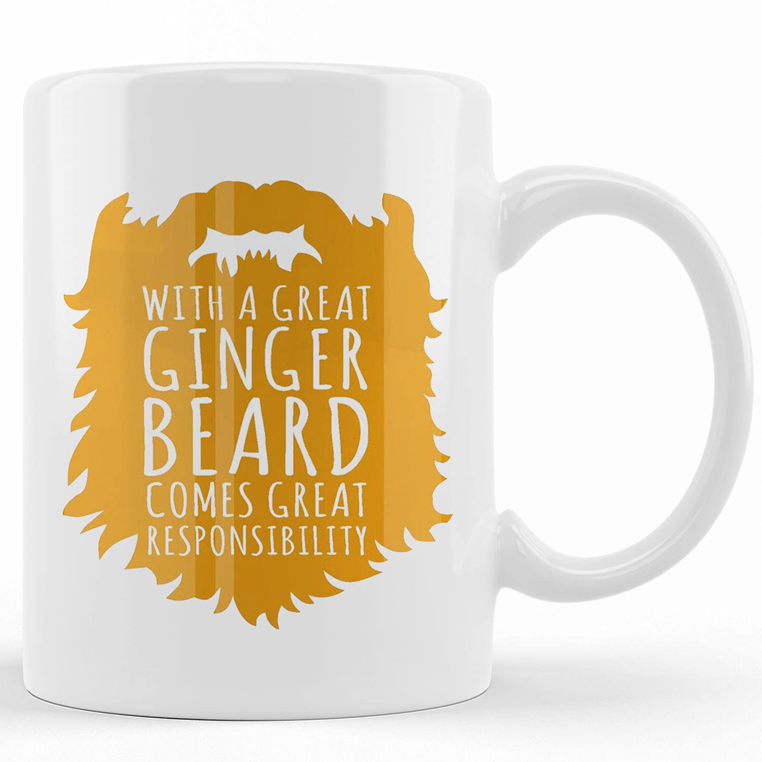Funny Coffee Mug with Beard Design - 11oz & 15oz Ceramic Novelty Cup for Men - Perfect Gag Gift for Coworkers, Birthday Present - Ideal for Office Humor, Coffee Breaks & Ginger Beard Lovers