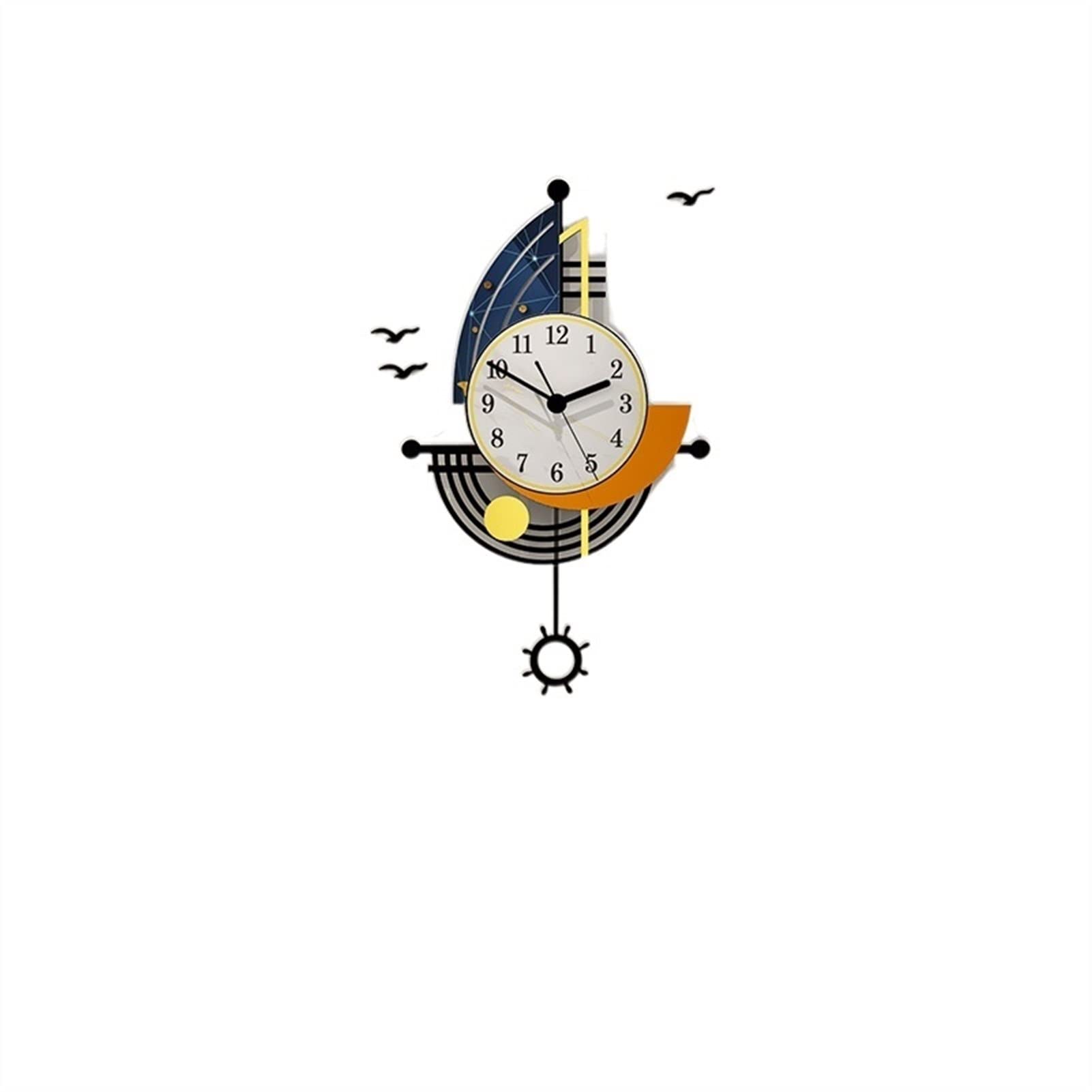 BNNP Silent Non-Ticking Wall Clock - Modern Sailboat Design Art Decor for Living Room, Bedroom & Office - White Medium Size Wall Clock for Home Decoration