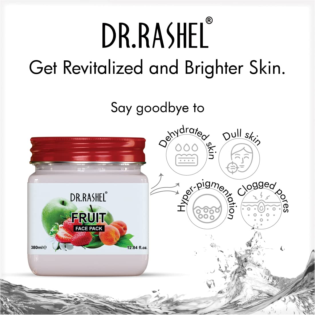 DR.RASHEL Fruit Face Pack for Glowing Skin - Oil Control, Acne Treatment, Pimple Removal, Detan & Brightening (380ml) | Natural Face Cleanser for Clear Skin | Perfect for Daily Skincare & Spa Days