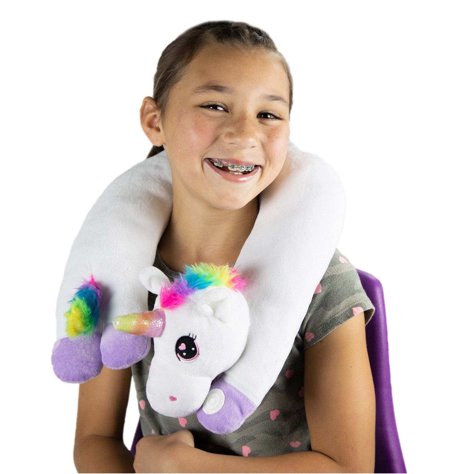 Bouncyband Unicorn Sensory Vibrating Neck Pillow for Kids - Soft Plush Calming Massage Cushion for Anxiety Relief, ADHD & Autism Comfort - Perfect for Travel, Home & Classroom Use