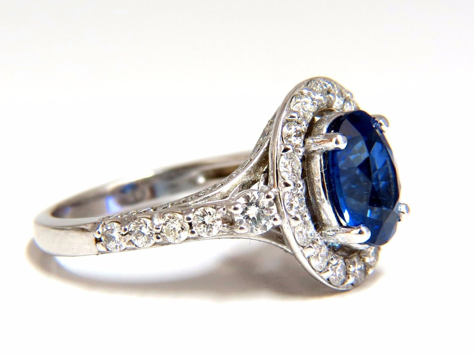 GIA Certified 3.38 Carat Natural Royal Blue Sapphire Ring with Halo Cluster - Elegant Engagement & Wedding Jewelry for Women