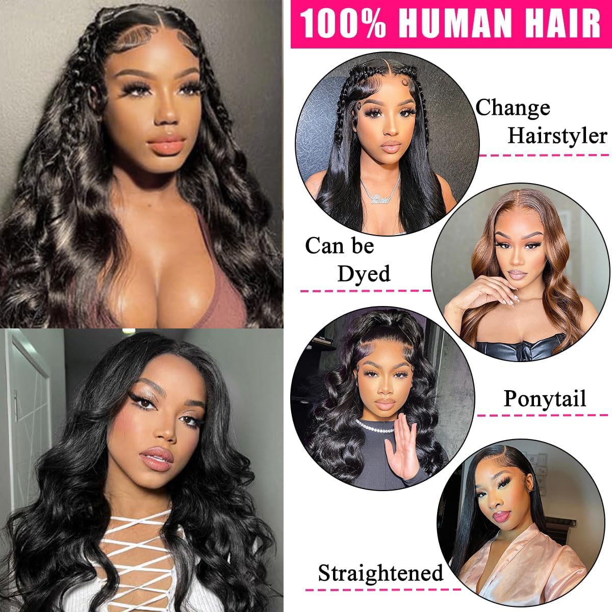 13x4 Lace Front Wigs Human Hair Pre Plucked Body Wave with Baby Hair - 100% Brazilian Real Human Hair Wigs for Black Women (150% Density, 22 Inch) - Perfect for Daily Wear, Special Occasions & Protective Styling