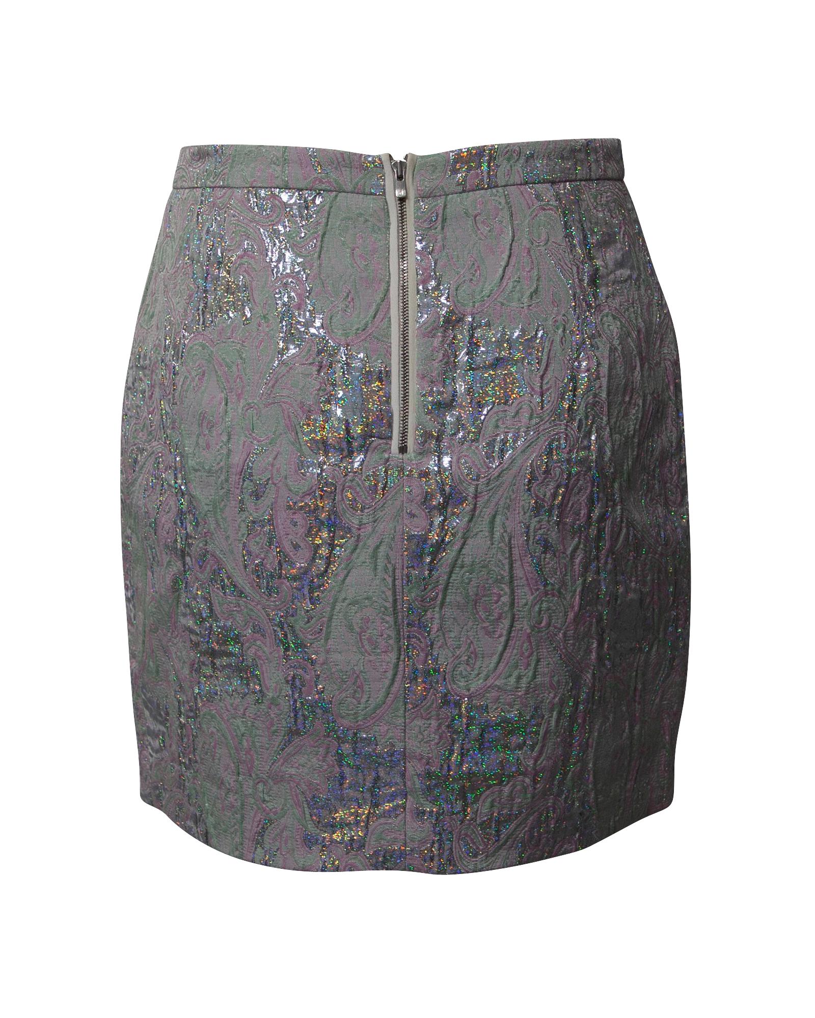 Stylish Abstract Metallic Jacquard Mini Skirt - Polyester Stretch Fabric for Women | Perfect for Night Out, Party, and Casual Wear