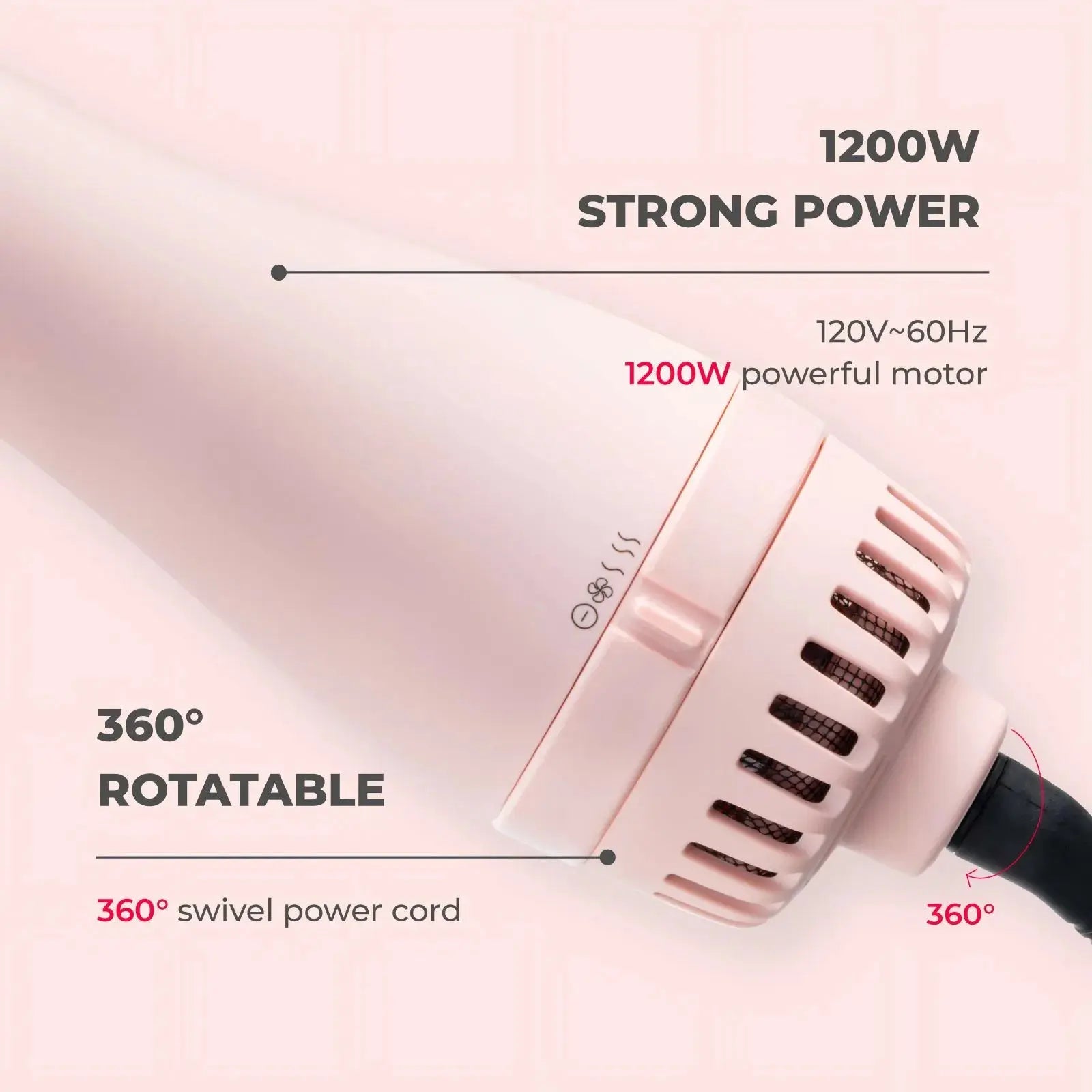 TYMO Volumizer Hair Styler - Pink (US & Canada Only) | Perfect for Adding Volume & Waves to Fine or Thin Hair at Home or Salon