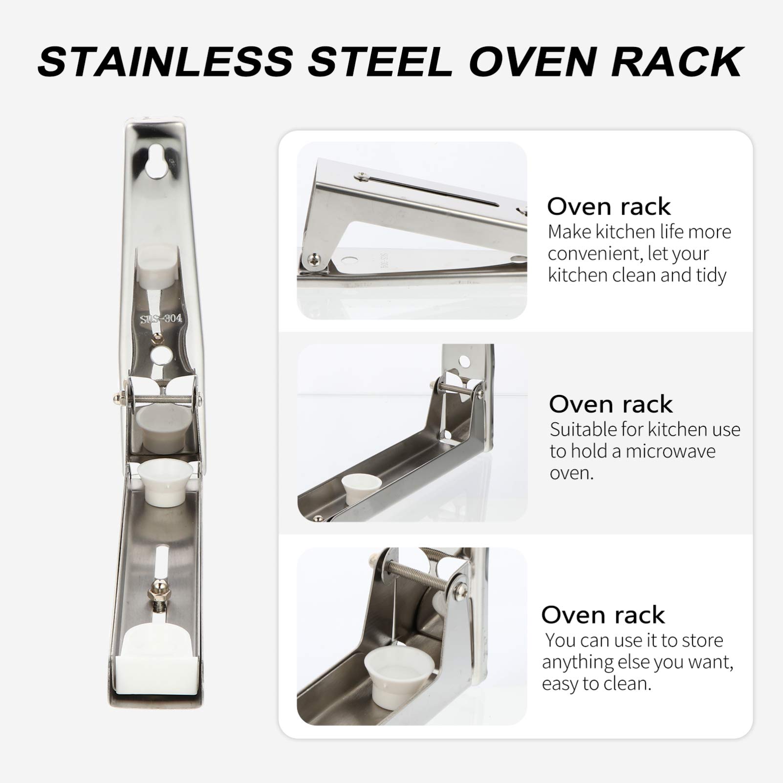 Uonlytech 2-Pack Stainless Steel Microwave Oven Rack - Foldable & Retractable Kitchen Shelf, Heavy Duty Oven Holder & Storage Bracket for Microwave, Countertop & Cabinet Organization - Perfect for Small Kitchens & Space Saving Solutions