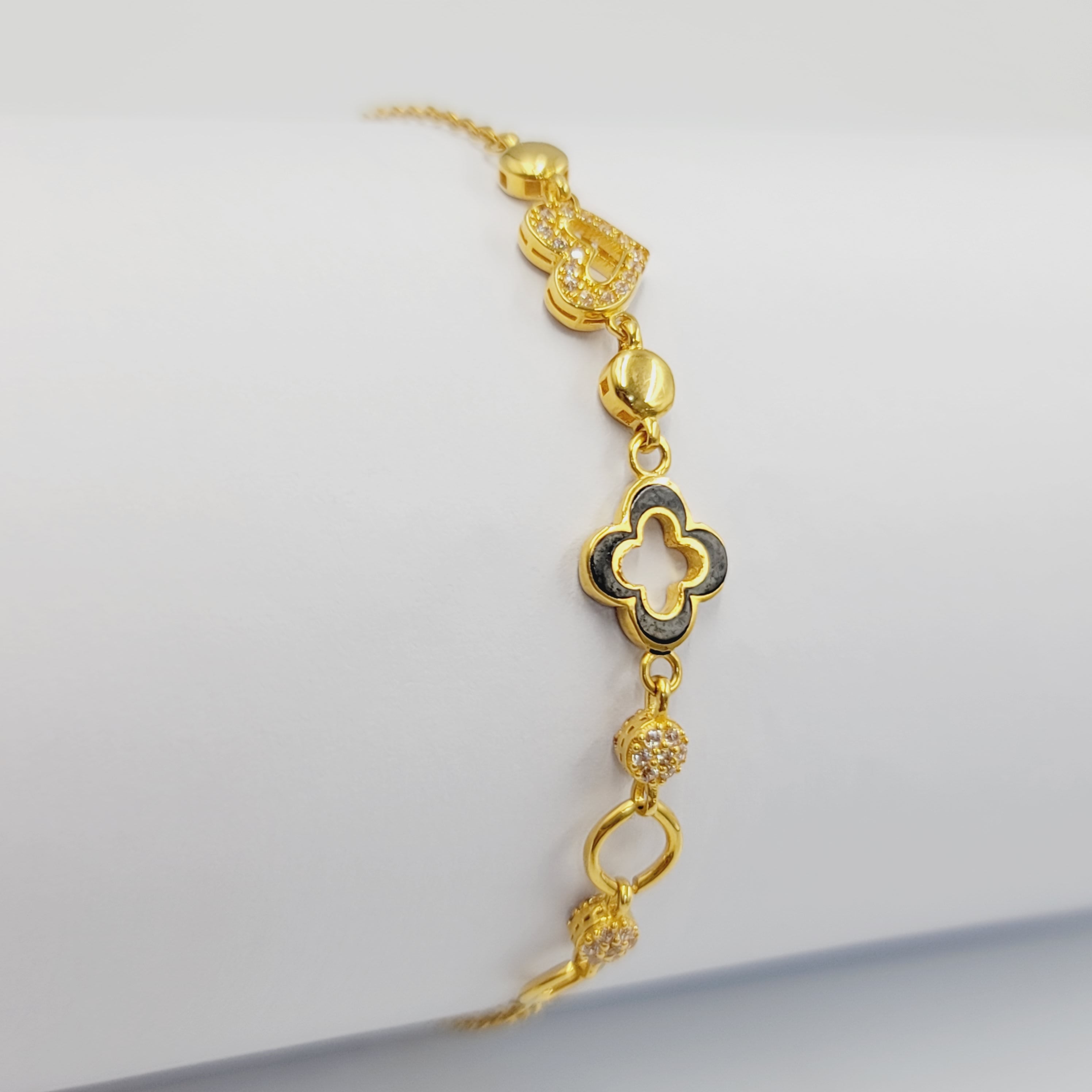Exquisite Enameled & Zircon Studded Turkish Bracelet - Handcrafted Jewelry for Women, Perfect for Weddings, Parties & Special Occasions