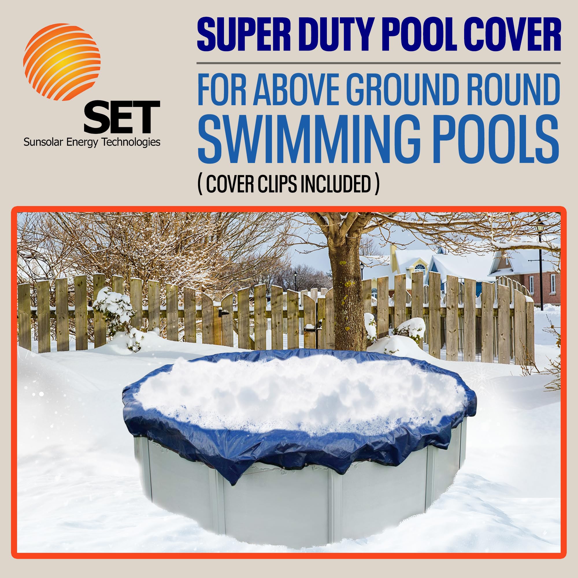 Super Duty Above Ground Solid Pool Cover for 30 Foot Round Swimming Pools - Heavy Duty Winter Pool Cover with Reinforced Cable & Winch System - SunSolar Energy Technologies - 15 Year Warranty - Perfect for Winter Protection, Extreme Weather & Long-Term Pool Storage