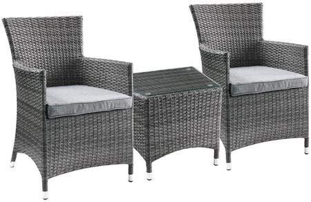 Premium 3-Piece Outdoor Bistro Set with Coffee Table & Cushions - Patio, Poolside, Yard Furniture in Gray - Perfect for Relaxing, Entertaining & Dining Al Fresco
