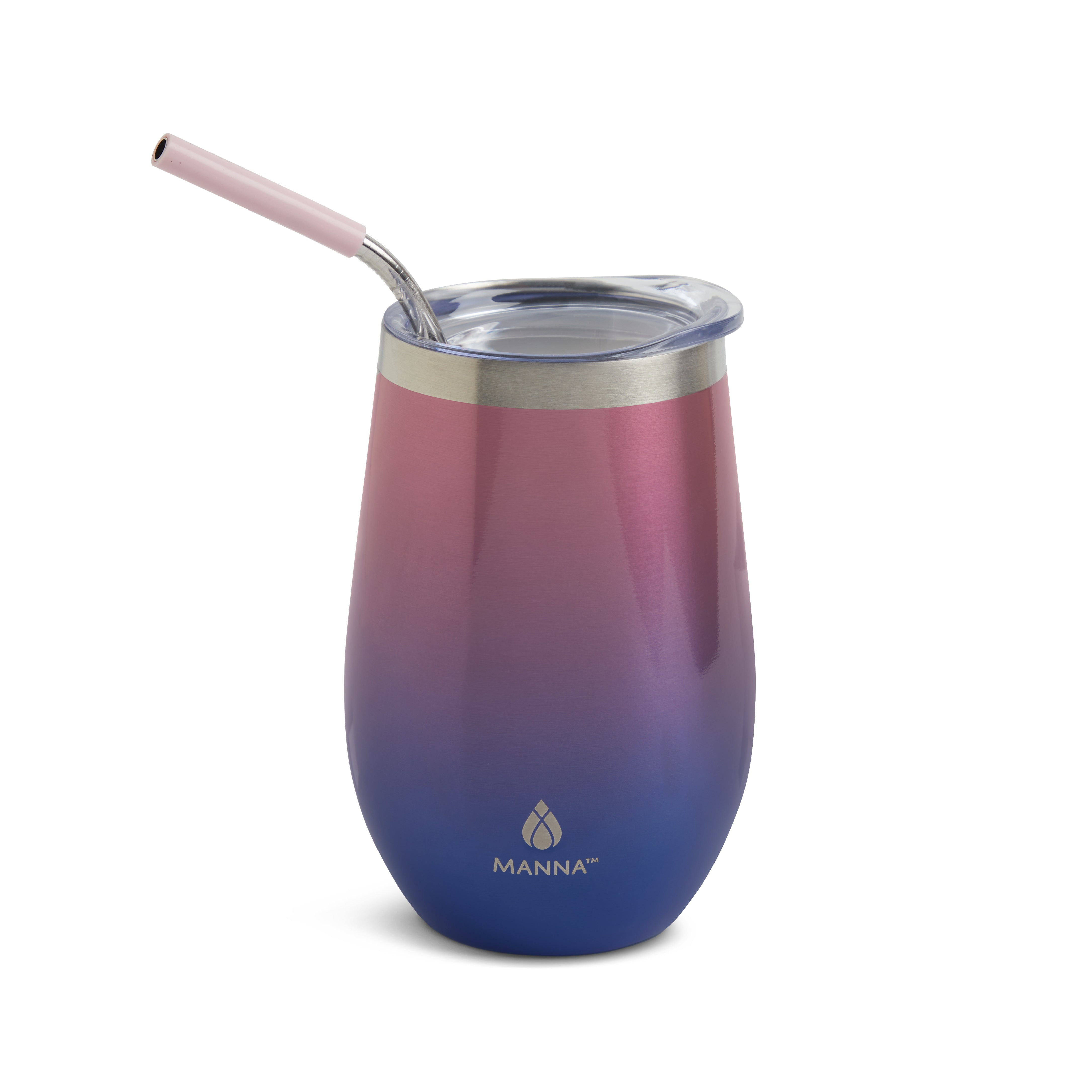17 oz Stainless Steel Straw Wine Tumbler with Lid - Insulated Double Wall Vacuum Cup for Chilled Cocktails, Iced Coffee & Outdoor Parties - BPA Free Leakproof Travel Mug