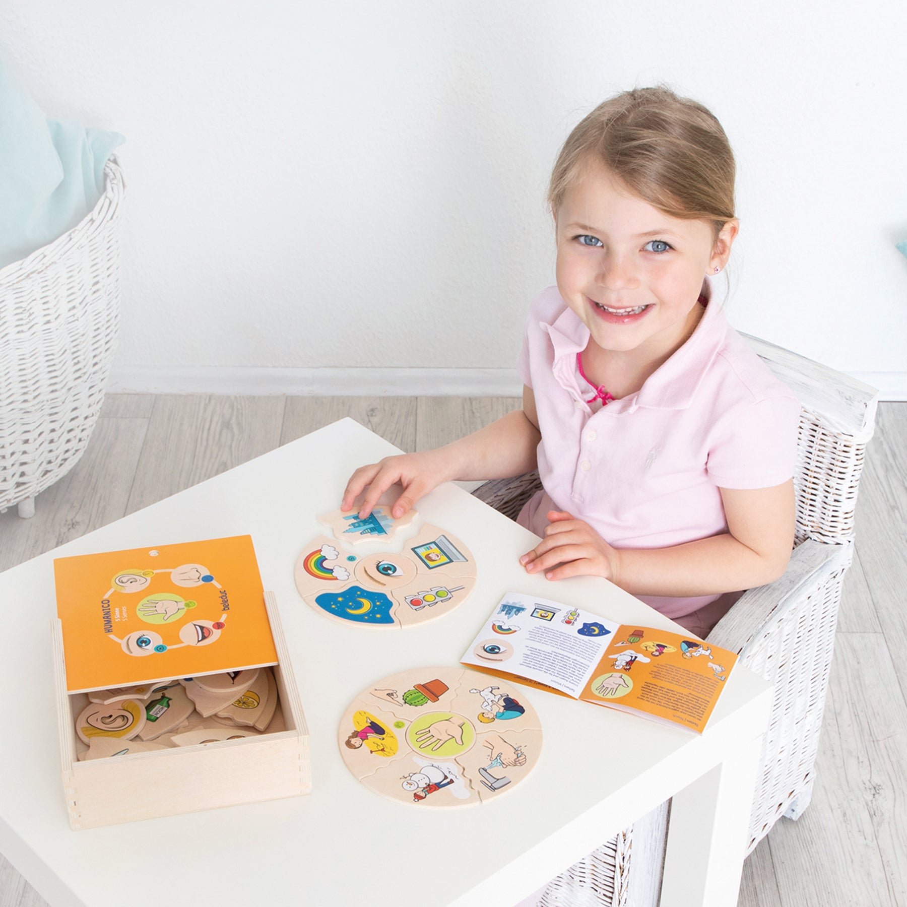 Beleduc Humanico 5 Senses Puzzle - Sensory Exploration Game for Kids | Educational Wooden Toy for Learning Body Parts & Sensory Development | Perfect for Preschool Classroom & Montessori Play